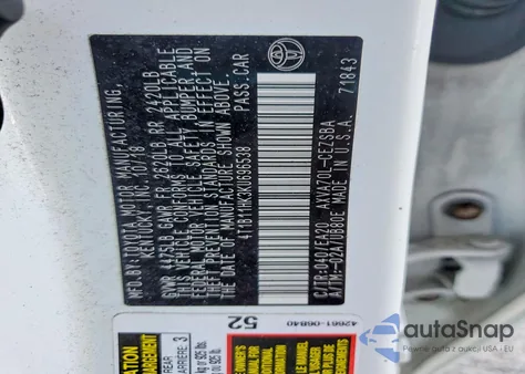 2019 Toyota Camry L from USA, damaged, VIN 4T1B11HK3KU696538